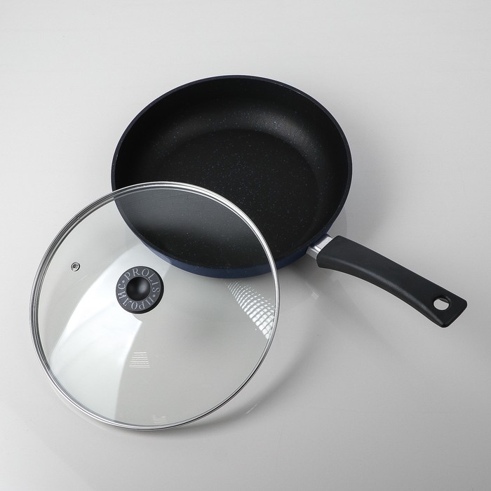 Сковорода 27 см, с антипригарным покрытием, со стеклянной крышкой "Matte Navy Blue"