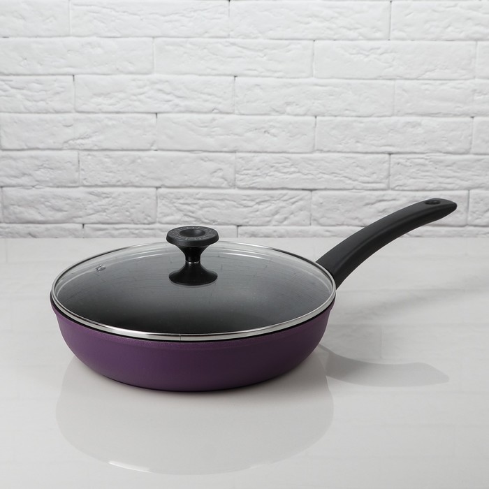 Сковорода 27 см, с антипригарным покрытием, со стеклянной крышкой "Semi-Matte Violet"
