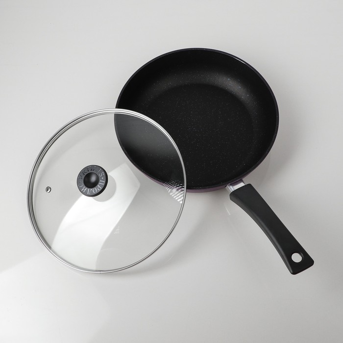 Сковорода 27 см, с антипригарным покрытием, со стеклянной крышкой "Semi-Matte Violet"