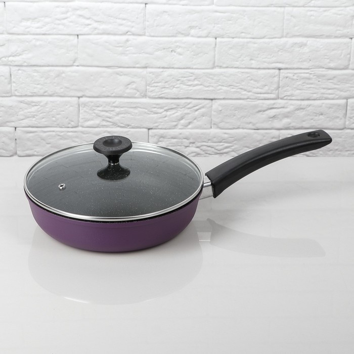 Сковорода 22 см, с антипригарным покрытием, со стеклянной крышкой "Semi-Matte Violet"