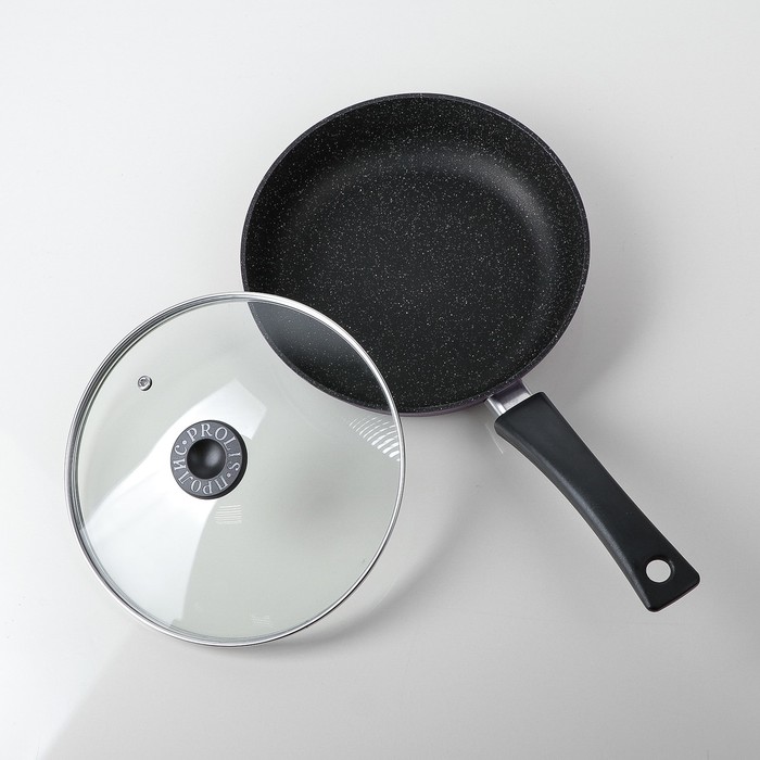 Сковорода 22 см, с антипригарным покрытием, со стеклянной крышкой "Semi-Matte Violet"