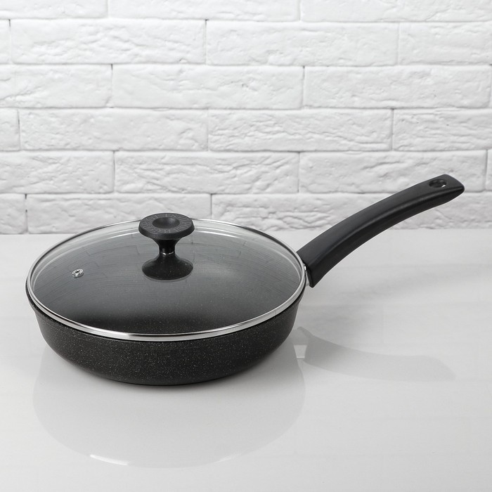 Сковорода 240 с внутренним и внешним антипригарным покрытием со стеклянной крышкой