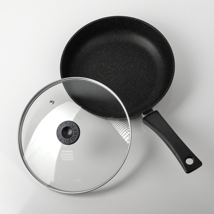 Сковорода 240 с внутренним и внешним антипригарным покрытием со стеклянной крышкой