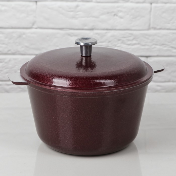 Казан 1,5 л с наружным декоративным покрытием"Metallic Borderaux"