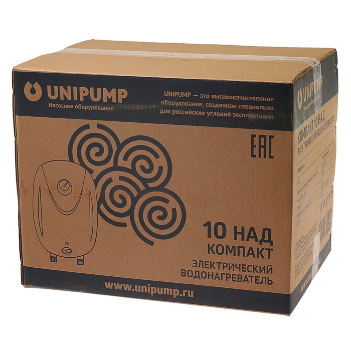 Водонагреватель UNIPUMP КОМПАКТ 10 над, накопительный, 1500 Вт, 10 л, белый