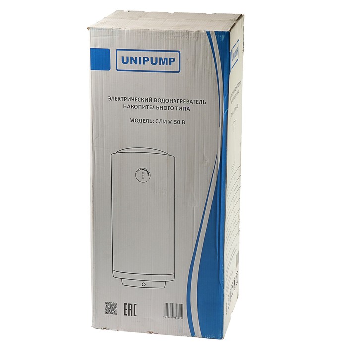 Водонагреватель UNIPUMP СЛИМ 50 В, накопительный, 1500 Вт, 50 л, белый