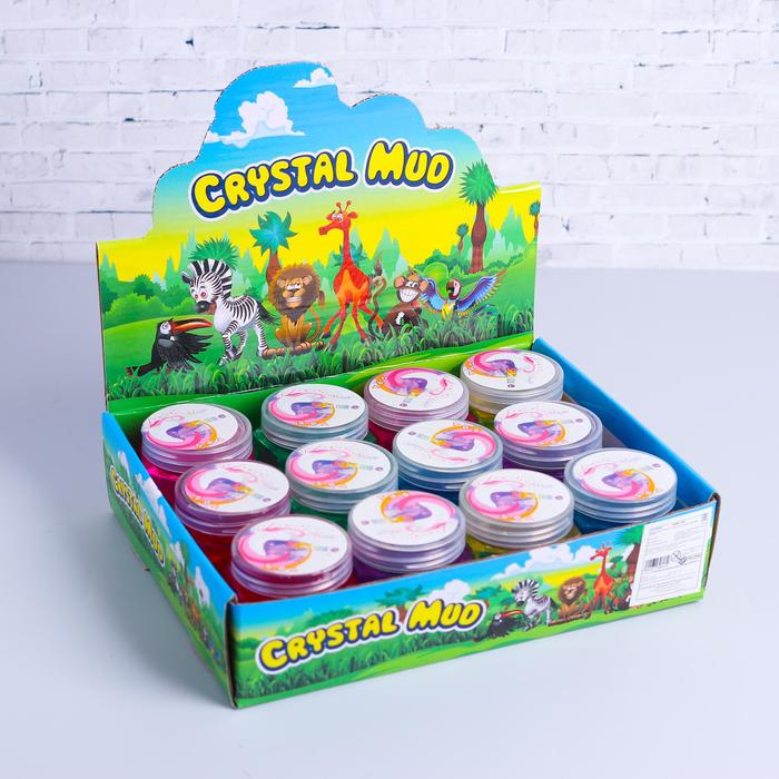 Лизун "Баночка" твердый с блестками, цвета МИКС