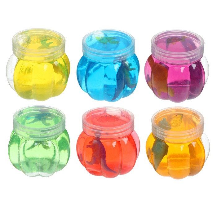 Лизун "Бутылек" твердый внутри динозавры, цвета МИКС