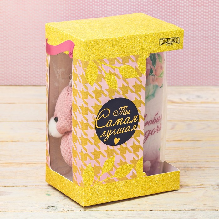 Подарочный набор "Любимая дочка", термостакан 450 мл, мишка