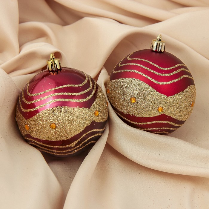 Набор шаров пластик d-8 см 2 шт "Бордо" капелька