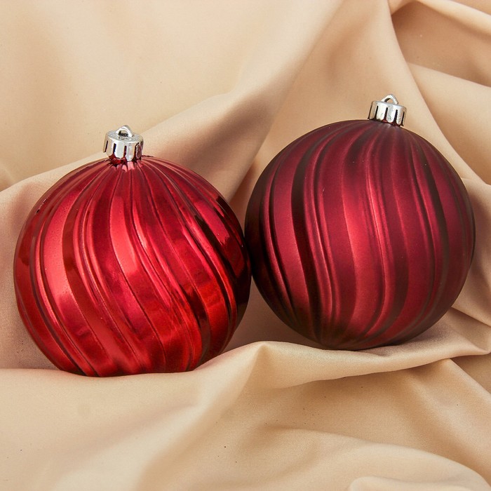 Набор шаров пластик d-10 см 2 шт "Бордо" волна