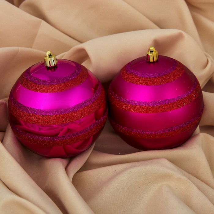 Набор шаров пластик d-10 см 2 шт "Космос" розовый