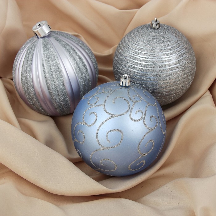 Набор шаров пластик d-12 см 3 шт "Космос" сиреневый