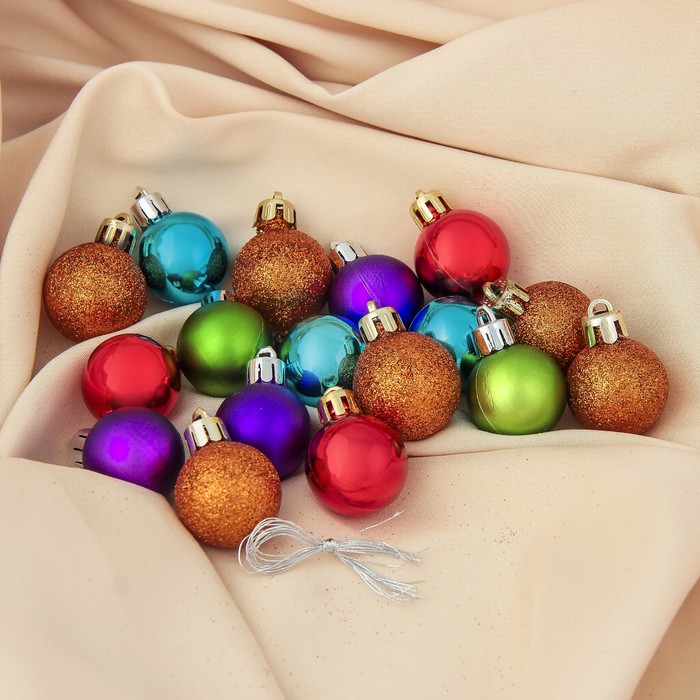 Набор шаров пластик d-4 см 17 шт "Елочка малышка" микс