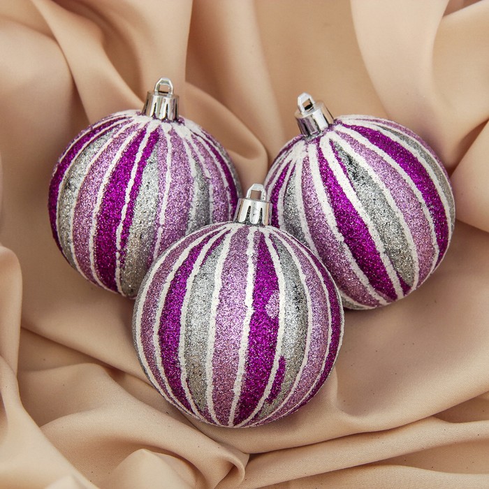 Набор шаров пластик d-7 см 3 шт "Космос" фиолет