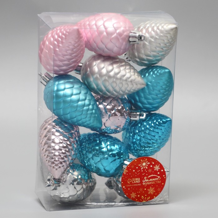 фото Украшение ёлочное "шишка" (набор 12 шт) 6 см, микс зимнее волшебство