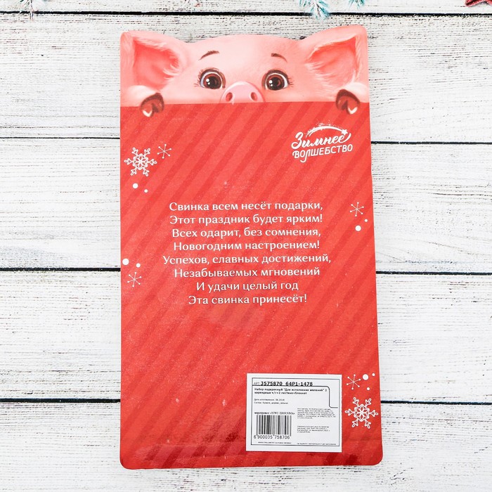 Набор подарочный "Для исполнения желаний" 2 карандаша ч/г+2 ластика+блокнот