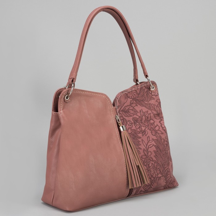 Сумка женская, 2 отдела на молниях, наружный карман, цвет розовый