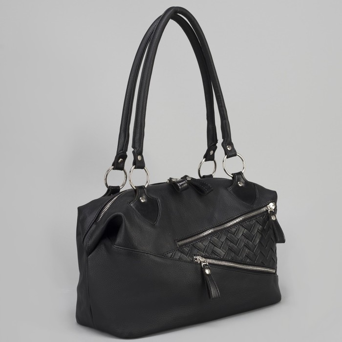 Сумка женская, отдел на молнии, 3 наружных кармана, цвет чёрный