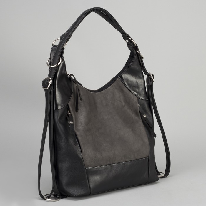 Сумка-рюкзак женская, отдел на молнии, 3 наружных кармана, цвет тёмно-серый