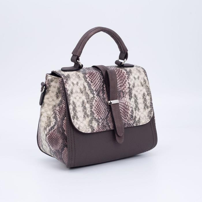 Сумка женская, 2 отдела на молнии, наружный карман, длинный ремень, цвет коричневый/бежевый