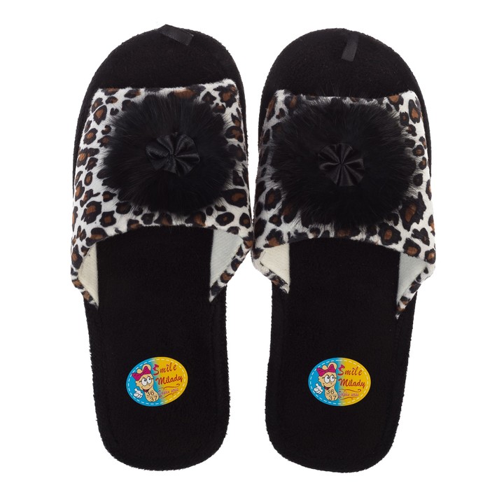 Тапочки женские (арт. А-82-012-01 отк.), цвет чёрный, размер 38/39