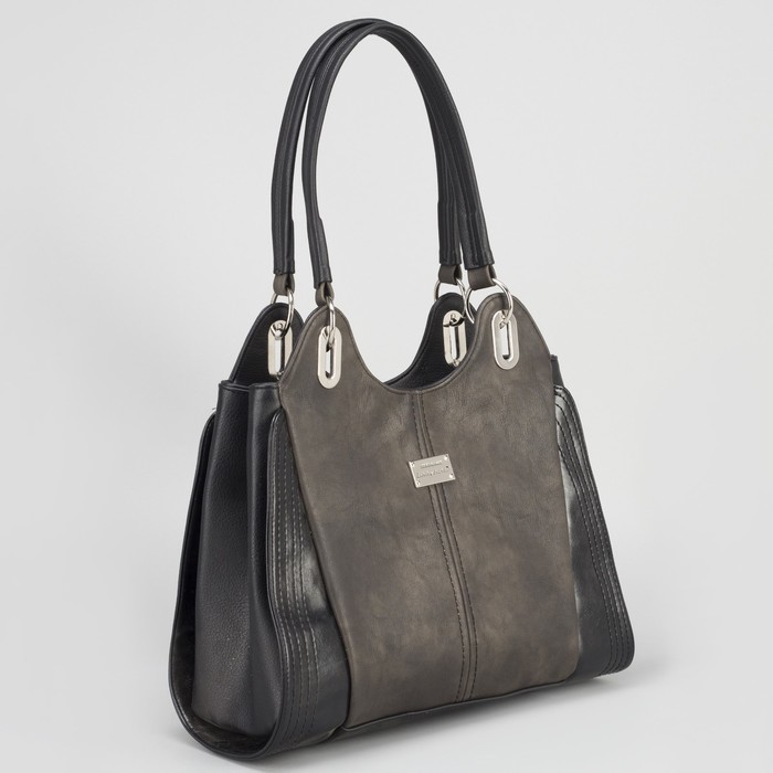 Сумка женская, 2 отдела на молнии, наружный карман, цвет тёмно-коричневый