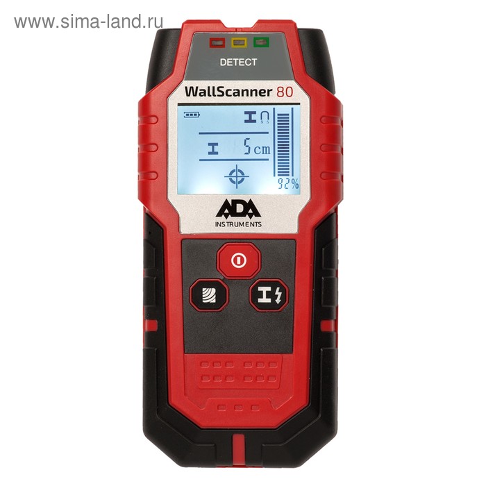 цена Детектор проводки ADA Wall Scanner 80 А00466, металл/проводка/дерево 80/50/20 мм
