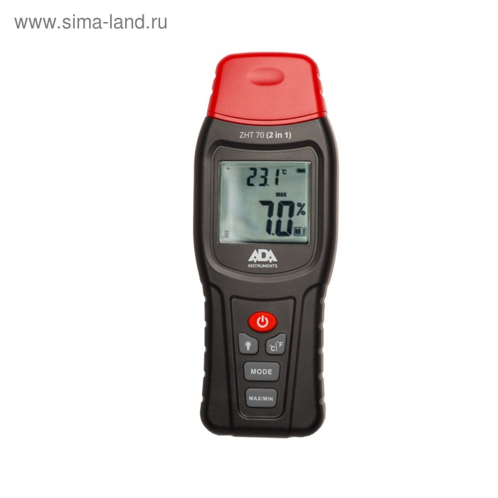 Измеритель влажности и температуры ADA ZHT 70, контактный, 2 в 1, дер./строймат. 70/2.4 %