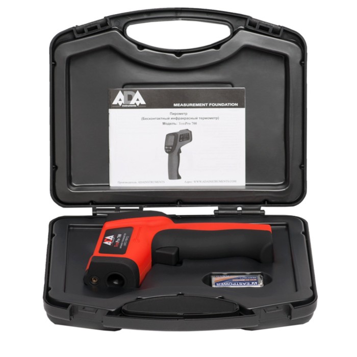Пирометр инфракрасный ADA TemPro 700 А00224, от –50° до 700°, точность ±1.5, 9 В