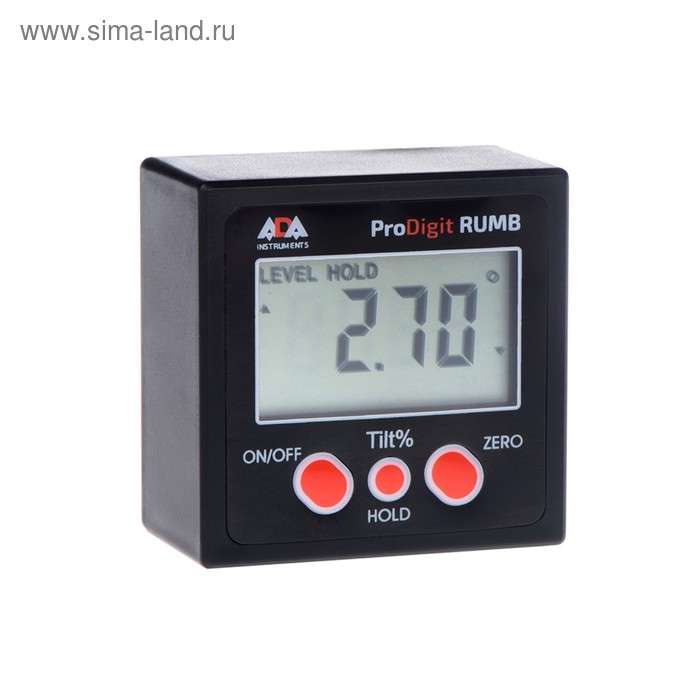 Цифровой уровень/угломер ADA Pro-Digit RUMB А00481, магнитный, 4х90°, разрешение 0.05°, 9В уровень ada prodigit rumb а00481