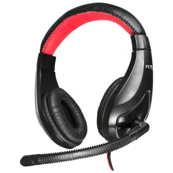 Наушники с микрофоном Oklick HS-L100 2м мониторы оголовье (NO-530) черный/красный