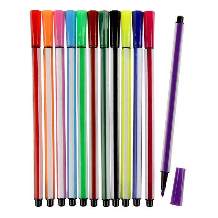 Фломастеры 12цв Полоски в тубусе Мишка МИКС