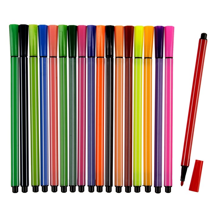 Фломастеры 18цв Полоски в тубусе Мишка МИКС