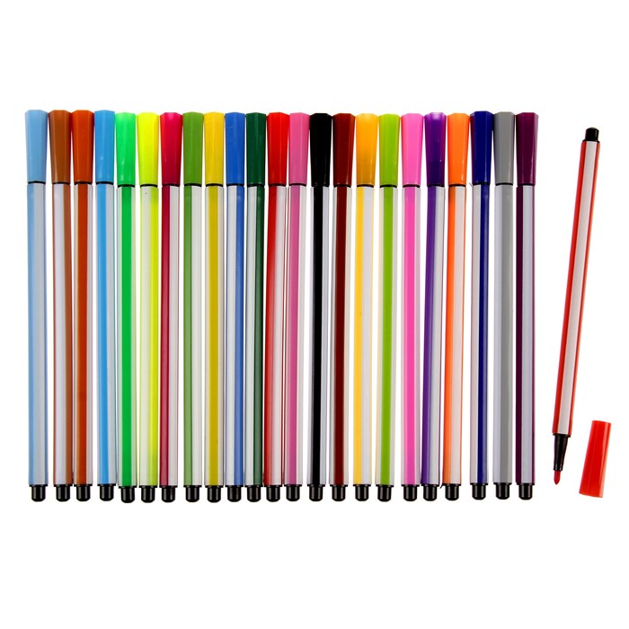 Фломастеры 24цв Полоски в тубусе Мишка МИКС