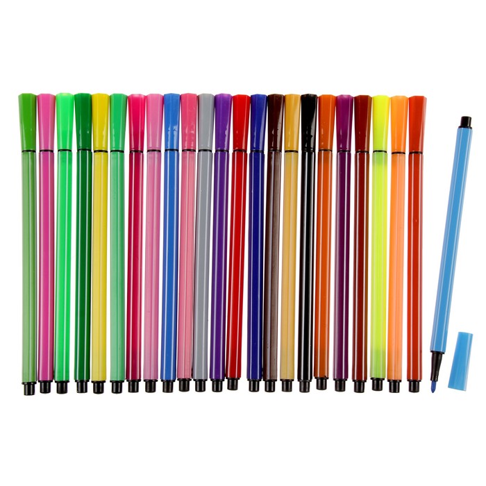 Фломастеры 24цв Полоски в тубусе Хрюша в кепке МИКС