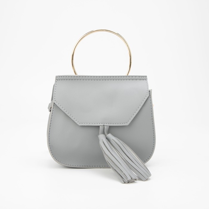 Сумка женская, отдел на молнии, длинный ремень, цвет серый