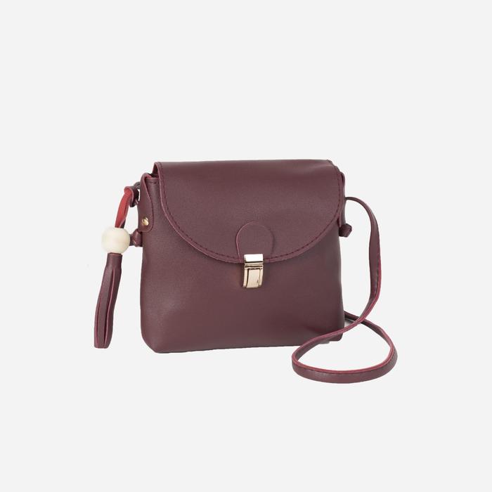 Сумка женская, отдел на молнии, длинный ремень, цвет бордовый