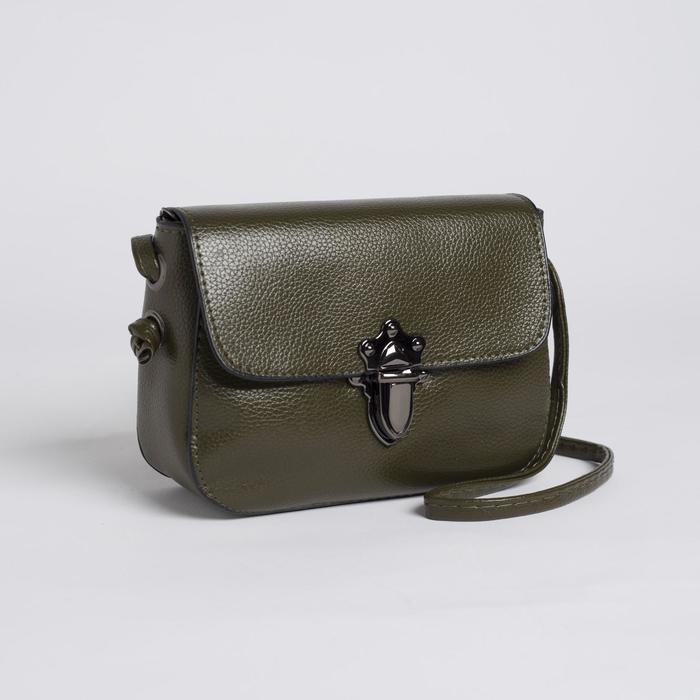 Сумка женская, отдел на молнии, длинный ремень, цвет зелёный