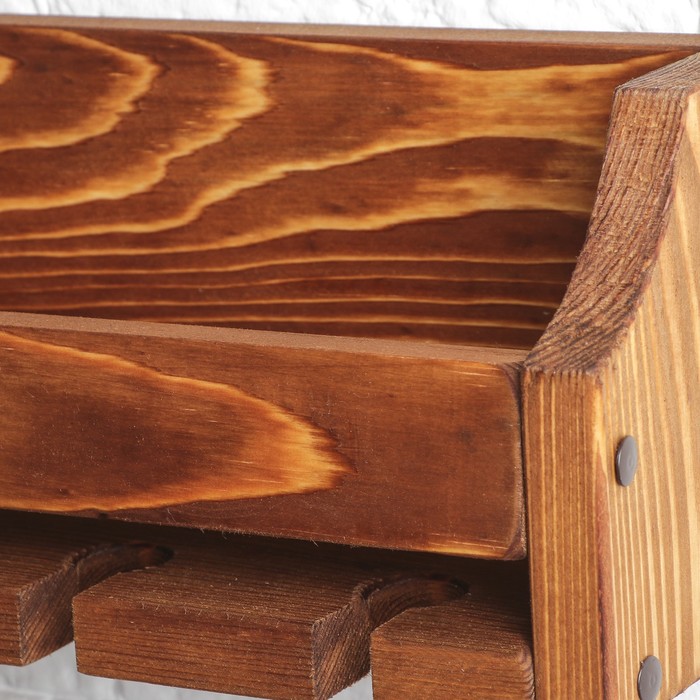 Полка для вина "Портофино", массив сосны, 50 х 15 х 15 см УЦЕНКА