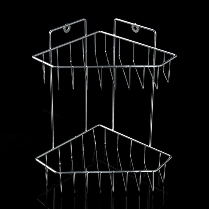 Полка угловая трапецевидная, 2-х ярусная, цвет хром