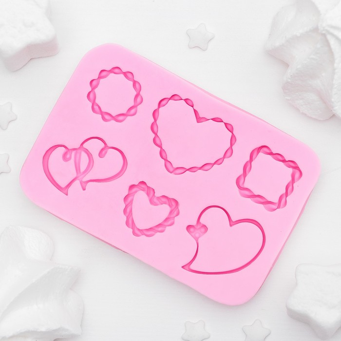 Молд 9х6х0,5 см "Сердечки и рамки"