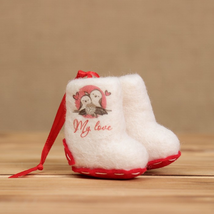 Подвеска «Пара валенок с подшивкой», моя любовь, 5,5×4 см, ручная работа