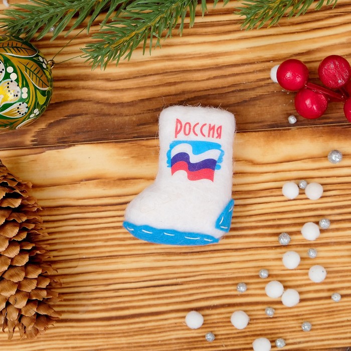 Магнит «Валенок с подшивкой», Россия, 5,5×4 см, ручная работа