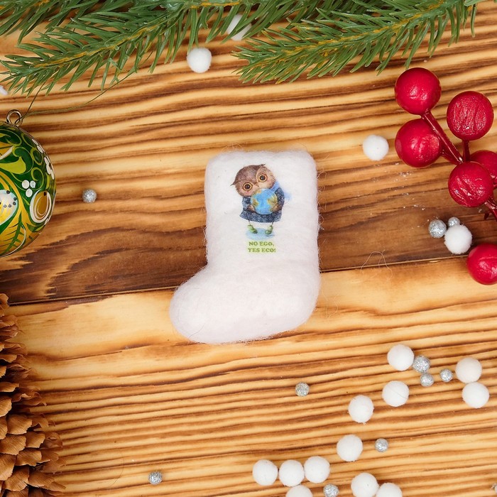 Магнит «Валенок»,нет эго, да эко, 5,5×4 см, ручная работа