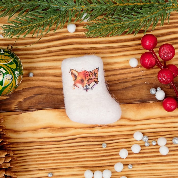 Магнит «Валенок», лис, 5,5×4 см, ручная работа