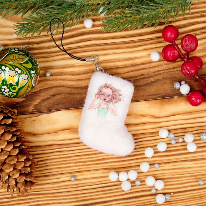 Брелок «Валенок», ветер в волосах, 5.5 × 4 см, ручная работа