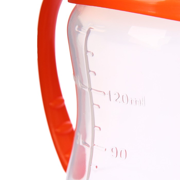Бутылочка для кормления «Зоопарк» детская приталенная, с ручками, 150 мл, от 0 мес., цвет оранжевый