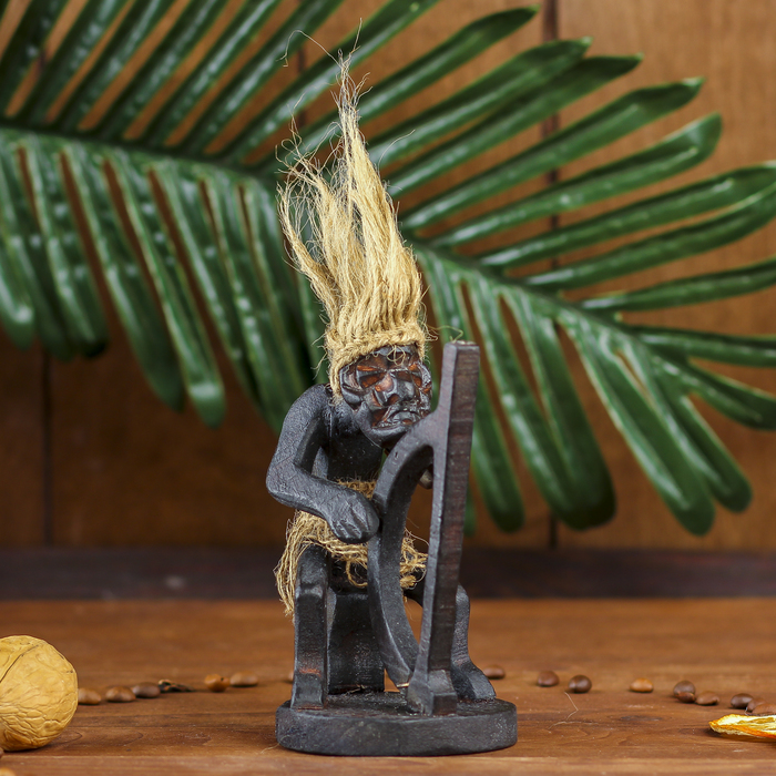 Сувенир дерево "Абориген и арфа" 14х7,5х7,5 см