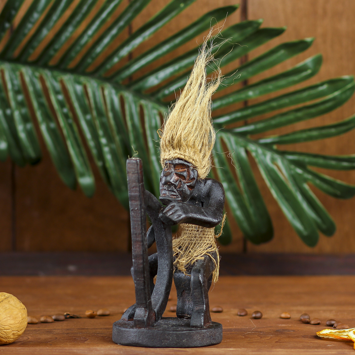 Сувенир дерево "Абориген и арфа" 14х7,5х7,5 см